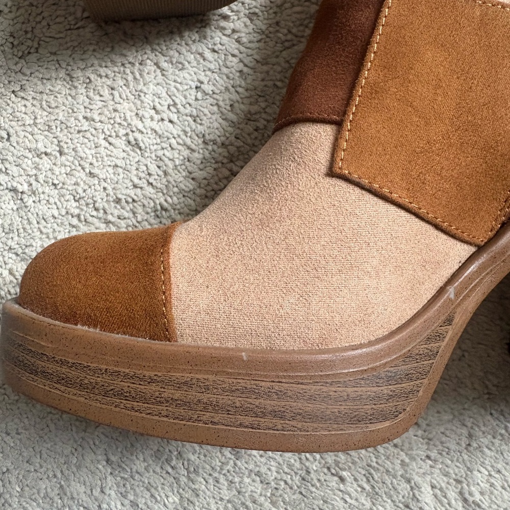 Target Patchwork Suede Platform Ankle Boots - Bro… - image 10